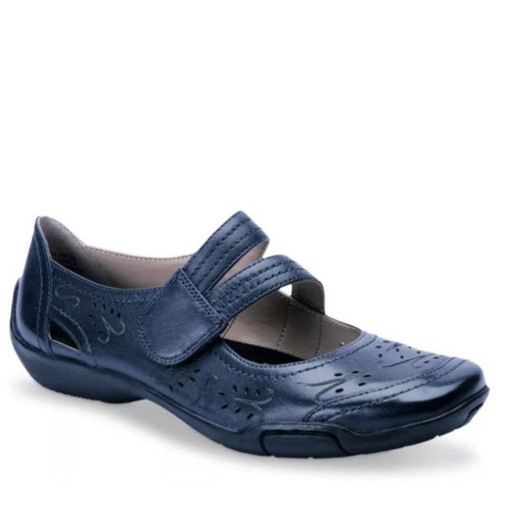 Ros Hommerson Chelsea Mary Jane Flat 11 SS Narrow Leather Comfort Shoe Navy